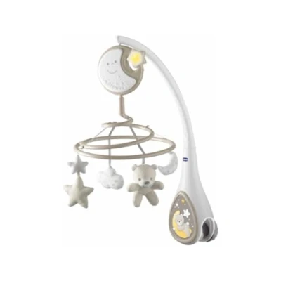 Image de Chicco Next2Dreams Mobile pour Lit Bébé avec Lumières et Musique 3 en 1 Compatible le Berceau Next2Me, Effets Sonores, Projecteur de Lumière Nocturne Douce 0 Mois +, beige