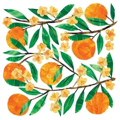 Image de Lot de 20 serviettes en papier avec motif « Essen Welt plein d&#039;oranges », conviennent également pour le découpage et la technique des 33 x cm