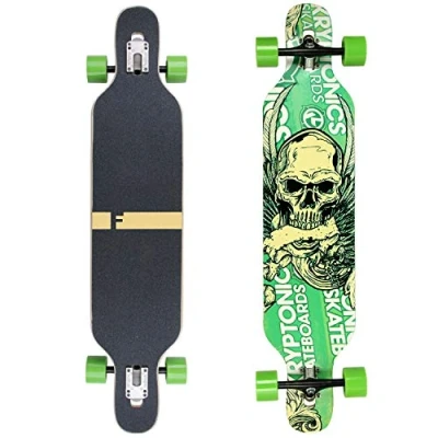 Image de FunTomia Longboard Drop Through Cruiser Skateboard Complet avec roulement à Billes Mach1 High Speed T Tool ou sans Roues LED
