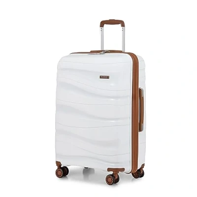 Image de Kono Valise Moyenne 65cm Rigide Polypropylène de Voyage à 4 roulettes et Serrure TSA, Crème