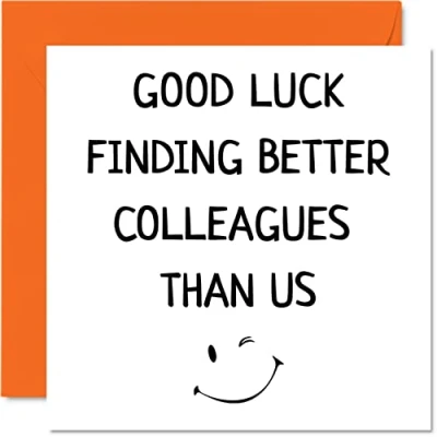 Image de Stuff4 Cadeau de départ pour collègues, femmes, hommes Trouver meilleurs collègues que nous Sorry Your Leaving Good Luck In New Job Carte vœux 145 mm x