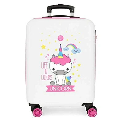 Image de Roll Road Little Me Valise Trolley Cabine Multicolore Blanc 37x55x20 cms Rigide ABS Serrure à combinaison 32L 2,5Kgs 4 roues doubles Bagage main