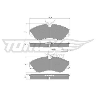 Image de TOMEX brakes TX 11 73 Jeu de plaquettes frein Essieu avant contact signal d&#039;usure inclus CITROËN: Jumper I Сamion à Plateau/Сhâssis