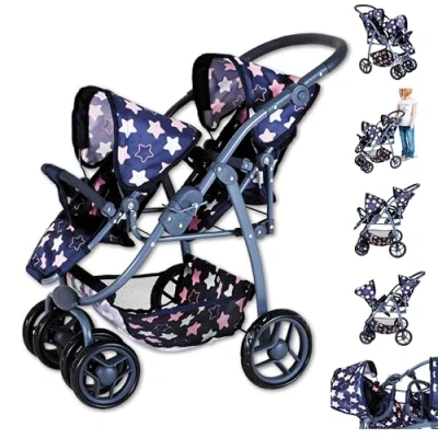 Image de Knorrtoys 16443 Poussette Double Milo Star Blue Pink