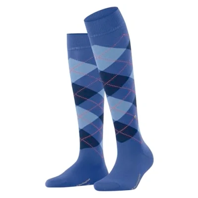 Image de Burlington Marylebone W Kh Wool Long Patterned 1 Pair Chaussettes Montantes, Bleu (River Blue 6551) Respectueux de l&#039;environnement, 3.5 7 Femme