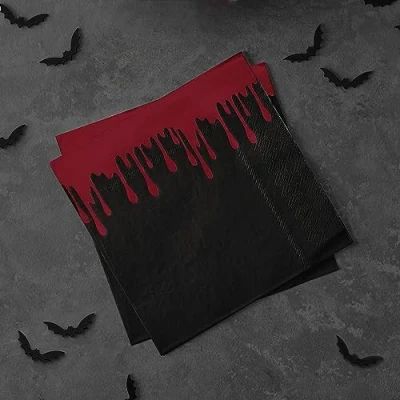 Image de Ginger Ray Lot de 16 serviettes table en papier Motif éclaboussures sang d&#039;Halloween