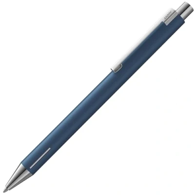 Image de Lamy econ Stylo à bille 240 en acier inoxydable indigo mat et clip incurvé distinctif, avec recharge grande capacité M 16 noir, largeur de trait