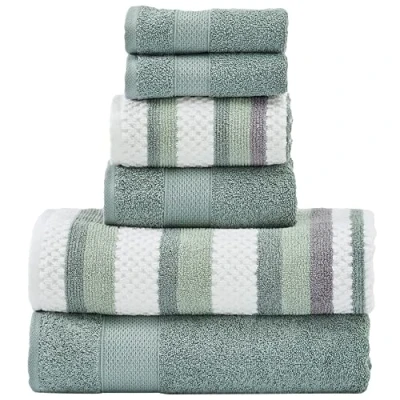 Image de Modern Threads Pax Lot de 6 Serviettes Jacquard réversibles en Fil teint Bain, essuie Mains et débarbouillettes Super absorbantes à séchage Rapide 100% Coton peigné, Lierre