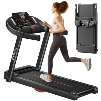 Image de CURSOR FITNESS Tapis de Course Pliable 14km/h,Tapis Marche Electrique avec poignée Moniteur Fréquence Cardiaque,APP et Moteur silencieux amélioré,Treadmill home Foldable Charge max 136KG