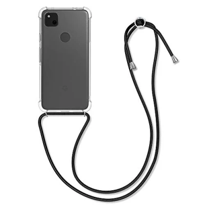 Image de kwmobile Coque Collier Compatible avec Google Pixel 4a Housse de Protection en TPU Cordon Sangle Anthracite