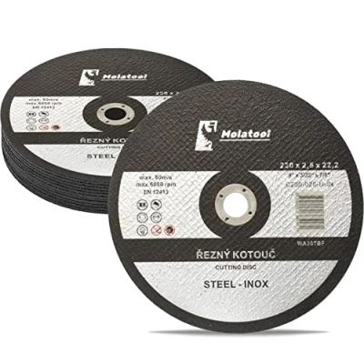 Image de Molatool lot de 10 disques à tronçonner standard 230 x 2,5 22,2 mm pour métal, acier, acier inoxydable/inox, flexibles meuleuse d&#039;angle