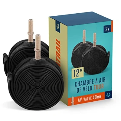 Image de Alphatrail Chambre à Air Vélo Rick 12 Pouces AV Schrader Valve 2X Ensembles avec Mobilité Garantie I Compatible Pneu Continental, Conti, Schwalbe, Maxxis, Michelin &amp; Kenda