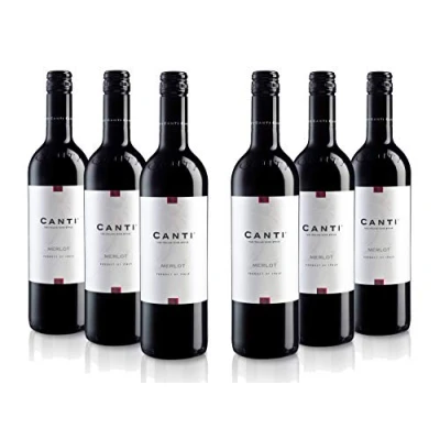 Image de Canti Merlot Vin Rouge Italien Sec 11,5%, Saveur Équilibrée avec un Goût Fruité Rond, 6x750 ml