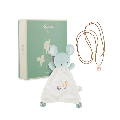 Image de Kaloo Coffret Doudou Souris + Collier Bola Idéal Cadeau naissance Grossesse Douceur et harmonie dès la Matières recyclées design raffiné Boîte K210014