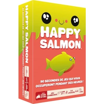 Image de Asmodee Exploding Kittens Happy Salmon Jeux de société Cartes Jeu d&#039;ambiance à partir 6 Ans 3 8 Joueurs 15 Min Version française