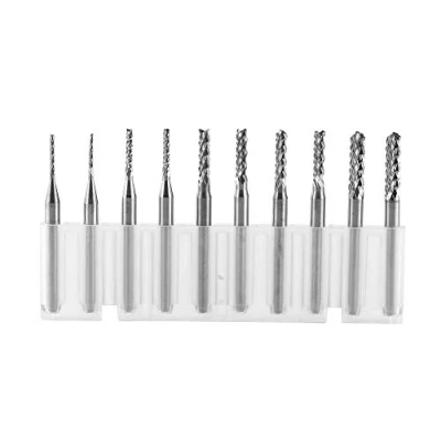 Image de 10pcs Fraise au Carbure de Tungstène Spirale CNC Fraises Rotatives Set Gravure Bits Cutting 1.0/1.5/2.0/2.5/3mm