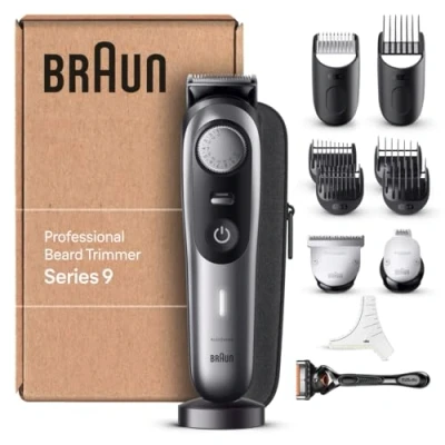 Image de Braun Tondeuse À Barbe Professionnelle Series 9 BT9440, Avec La Lame Plus Affûtée De Et Un Sabot Précision, 40 Réglages Longueurs, Étanche, Étui Voyage, Rechargeable