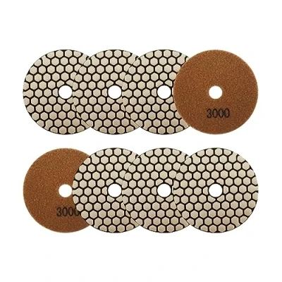 Image de Disque Diamant Polissage 4&quot;/100mm 8 Pièces Grain 3000 Pads pour Granit Marbre Pierre Artificielle Quartz Meuleuse D&#039;angle SANLEETEK