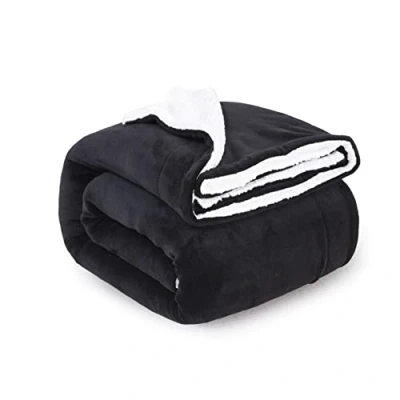 Image de ComfyWell Couverture en Polaire Sherpa, Douce et Confortable Grande Moelleuse pour canapé, lit, Voyage, de lit épaisse Chaude, 150 x 200 cm, Noir