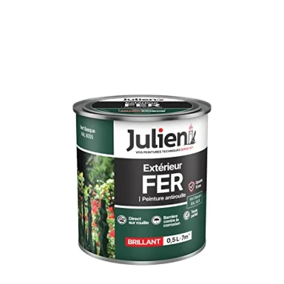 Image de Julien Peinture Fer Anti Rouille Brillant Portes, grilles, portails, mobilier de jardin en métal Vert Basque 0,5 L
