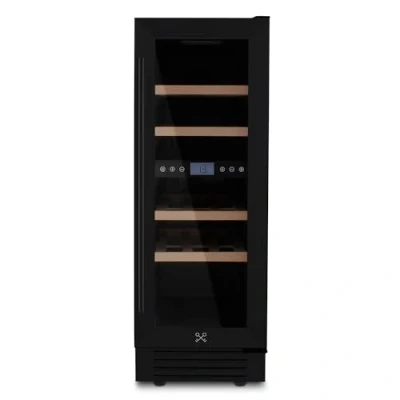 Image de LES PETITS CHAMPS Cave à Vin Encastrable 17 Bouteilles CAVCEDB17 53L Black Edition, 2 Zones de Température, Design Élégant en Acier Inoxydable, Réglage Température 5C 20C, Anti UV, LED