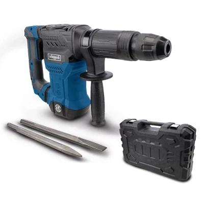 Image de Scheppach Marteau de démolition AB1500x à percussion Puissance frappe 20J 1300W SDS Max 4100 BPM 6kg léger Burin pointu, plat et coffret inclus