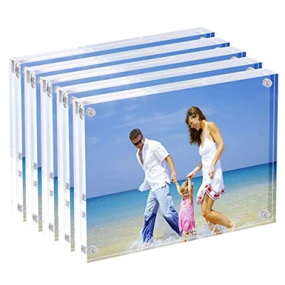 Image de AMEITECH Cadres en Acrylique, Ensemble de Blocs Double Face 10 x 15 cm, Cadre Photo magnétique sans pour Bureau Lot 5