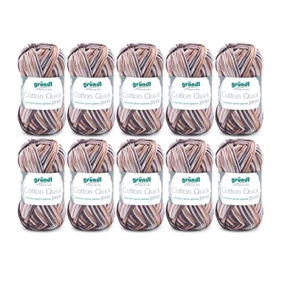 Image de Gründl Fil à Tricoter/Crocheter Cotton Quick Print (Fil aux Couleurs joyeuses 100% Coton, certifié Oeko TEX, 50 g / 125 m, grosseur d&#039;aiguilles : 3 4, 10 x g), Marrone Multicolore