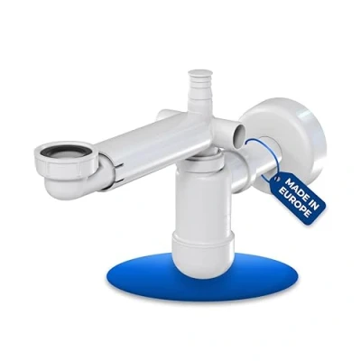 Image de LAXARA Siphon télescopique pour lavabo peu encombrant 1 1/4&quot;, blanc, convient également un évier avec Raccord 1/4&quot;. de vidange lave vaisselle inclus