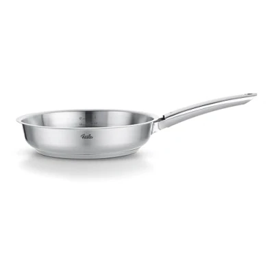 Image de Fissler Collection Pure Poêle En Acier Inoxydable (24 cm), À Queue Non Revêtue, Graduation Intérieure, Compatible Induction, Argenté