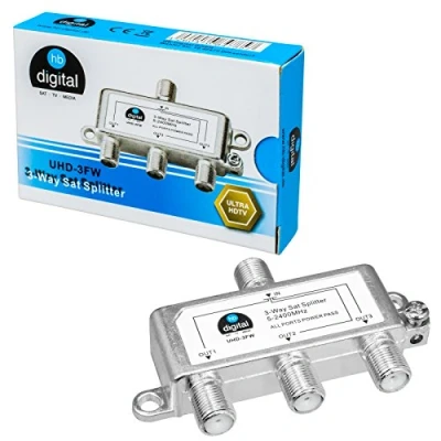 Image de Amplificateur de signal satellite Kit diviseur HB DIGITAL avec fiches F plaquées or.