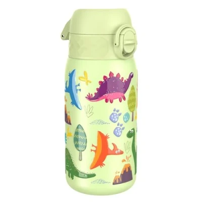 Image de Ion8 Gourde Isotherme Enfant, Inox, 320ml, Anti Fuite, Facile à Ouvrir, Verrouillage Sécurisé, Lavable au Lave Vaisselle, Poignée de Transport, Durable, Acier Inoxydable, Motif 3D Dinosaure