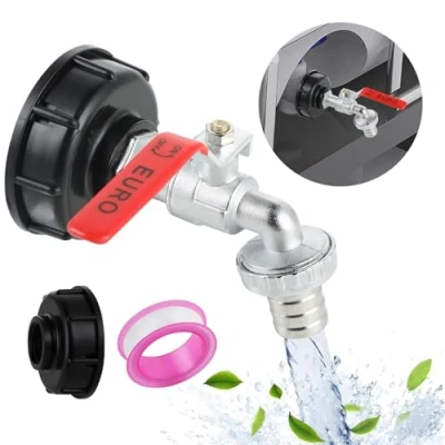 Image de Robinet cuve 1000L IBC connecteur Accessoires S60X6 à sphère 3/4 Pouce Bouchon Adaptateur adapté recuperateur d Eau de Pluie pour d&#039;adaptateur
