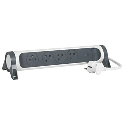Image de LEGRAND Multiprise FB 4x2P+T prenium parafoudre1.5m 1mm² blanc/noir