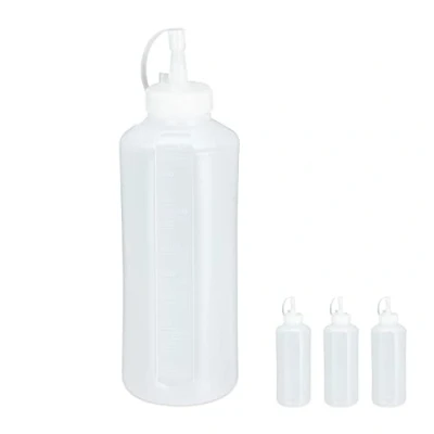 Image de Relaxdays Bouteille à Sauce, Lot de 8, 1000 ML, Squeeze Bottle remplir, récipient Plastique, Ketchup, Transparent