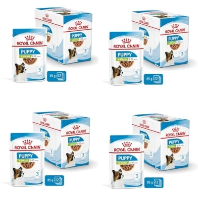Image de ROYAL CANIN x Small Puppy 12 85 g Aliment Humide pour Chiots de Petite Taille Jusqu&#039;à 10 Mois avec bouchées en Sauce Sachet