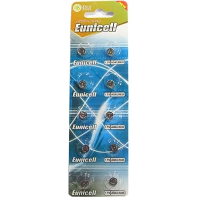 Image de 10 Eunicell AG4 / LR66 177/377 LR626 Piles Bouton Longue durée de Conservation 0% Mercure (Date d&#039;expiration marqué)