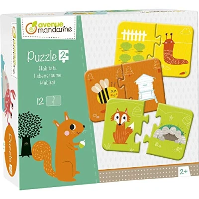 Image de Avenue Mandarine JE511C Une boite éducative de 12 puzzles 2 pièces à assembler À partir ans les Habitats