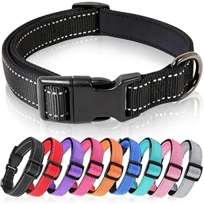 Image de HEELE Collier Chien, Réfléchissant pour en Néoprène Doux, Rembourré et Respirant Nylon, Ajustable Les Chiots Petits Moyens Grands Chiens, Noir, M