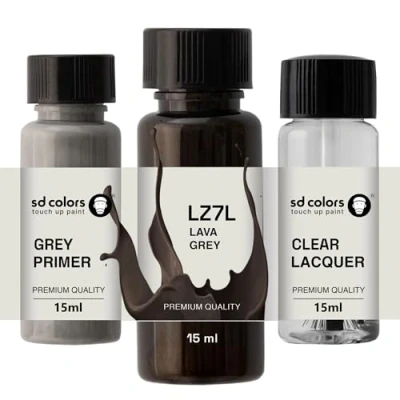 Image de SD COLORS Peinture de retouche Gris lave LZ7L 15 ML Pinceau réparation pour rayures Code couleur : (peinture + apprêt laque)