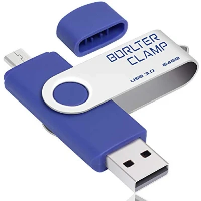 Image de Clé USB 64 Go, 2 en 1 OTG 3.0 Mémoire Stick, Pivotant U Disque avec Port Micro pour Smartphone Android, Tablette et Ordinateur Stockage Externe (Bleu)