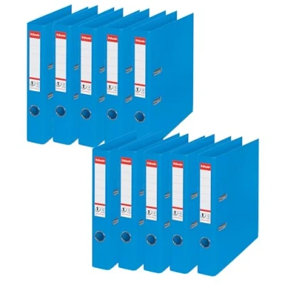 Image de Esselte 624071 Lot de 10 Classeur à levier avec encoches PVC Tranche 50 mm Bleu A4(Import Royaume Uni)