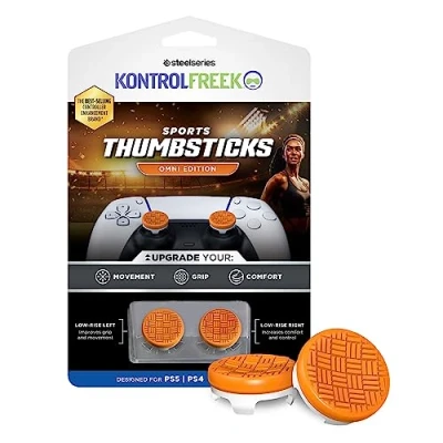 Image de KontrolFreek Omni pour Playstation 5, PS5 et 4, PS4, 2 Baguettes concaves Taille Basse, Orange/Blanc