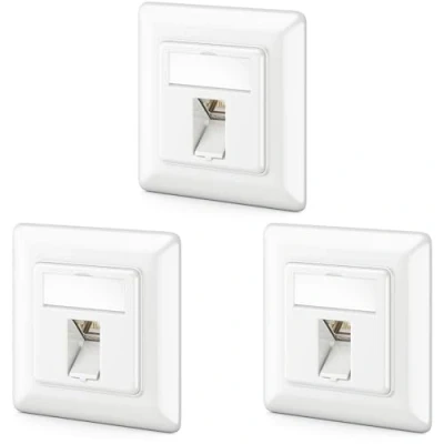 Image de deleyCON 3x CAT6a Jeu de Prises Réseau Keystone Encastré Prise Module Boîtier Métallique Blindé STP Données RJ45 Jack Câble
