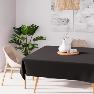 Image de Soleil d&#039;ocre, Alix Nappe carrée Anti tâches, Polyester, Noir, 140x140 cm
