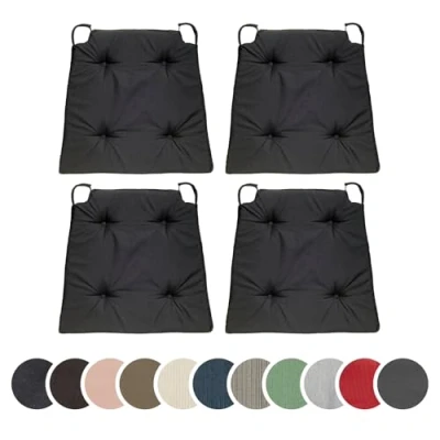 Image de sleepling 196503 Lot de 4 Coussins Chaise Coussin siège pour intérieur et extérieur 100% Microfibre Made in EU Tailles: 42 (Devant) 35 (derrière) x 40 5 cm, Noir