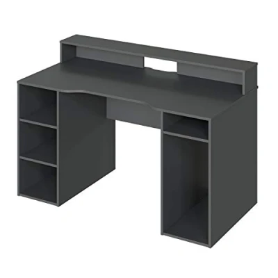 Image de Table de jeu, d&#039;ordinateur, Modèle Ozone, Fini en gris anthracite, Mesures : 136 cm (l) x 67 73 88 (H)