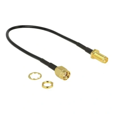 Image de Câble dantenne DeLOCK RP SMA (F) vers (M) 20 cm RG 174 Noir