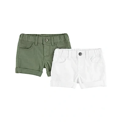 Image de Simple Joys by Carter&#039;s Denim Shorts, Pack of 2 Jean, Blanc/Vert Olive, 6 Ans (Lot de 2) Fille