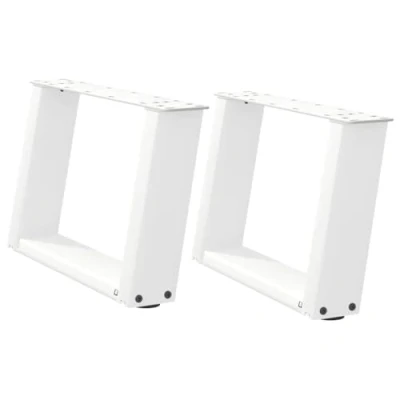Image de vidaXL Pieds de Table Basse Forme U 2 pcs Blanc 40x(30 31) cm Acier